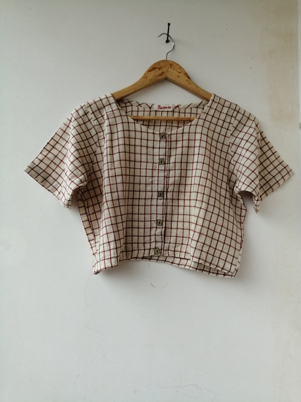 Front open cotton button blouse