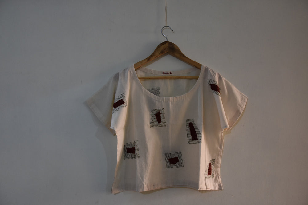 Magyar crop top cotton white embroidered Blouse