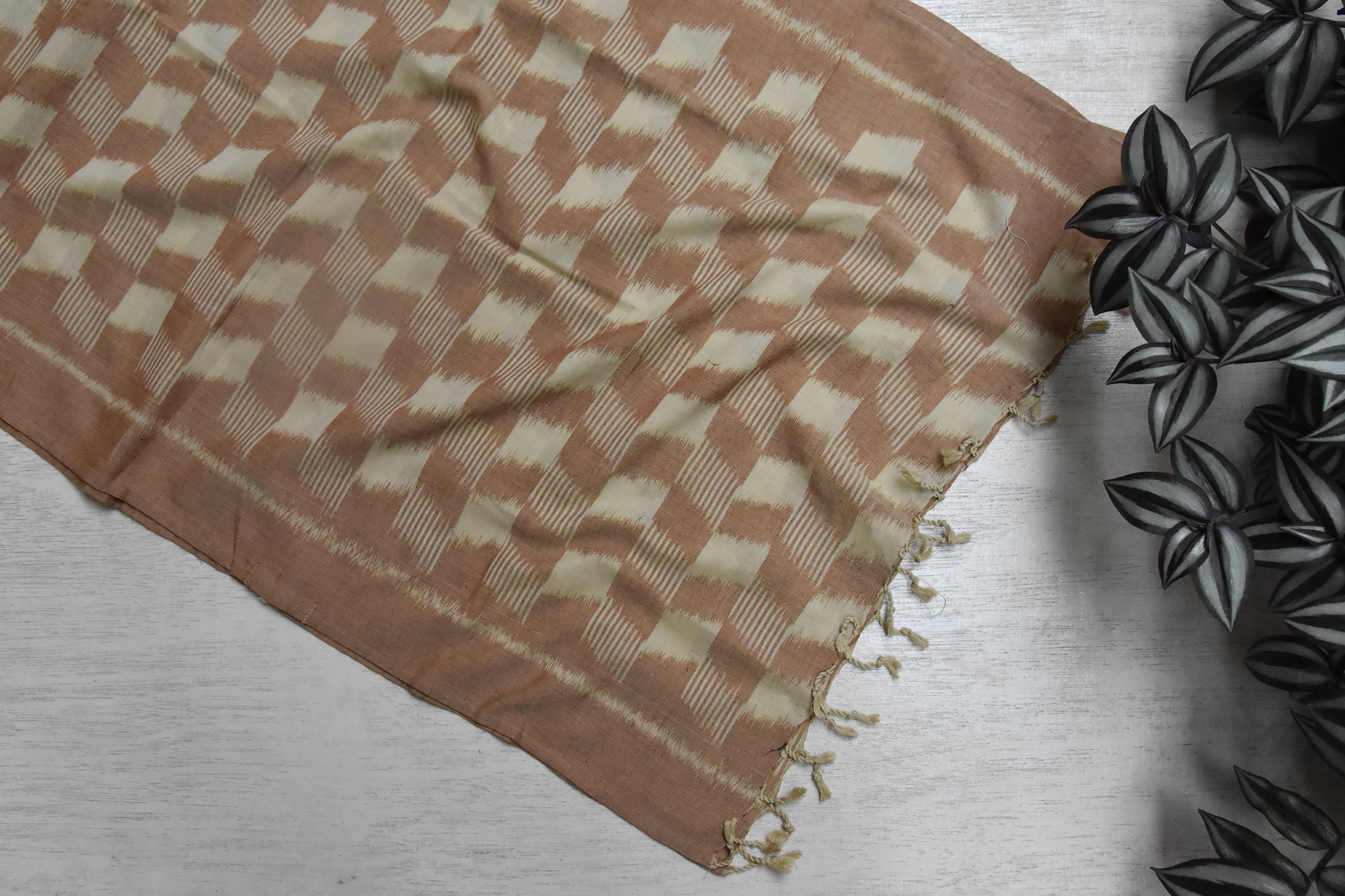 Cotton ikat -natural dye-chequerboard’ design-pankaja sethi