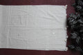 White organic cotton-hand embroidered Odisha mirror- applique craft stole 08-Pankaja Sethi