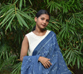 Galaxy-Cotton ikat Indigo handloom Odisha stole - Pankaja Sethi
