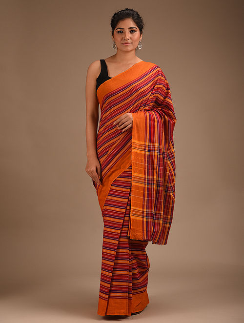 Rust shade cotton handloom Odisha- Mala design- Pankaja Sethi