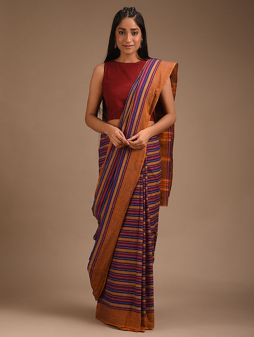 Purple cotton handloom Odisha- Mala design- Pankaja Sethi