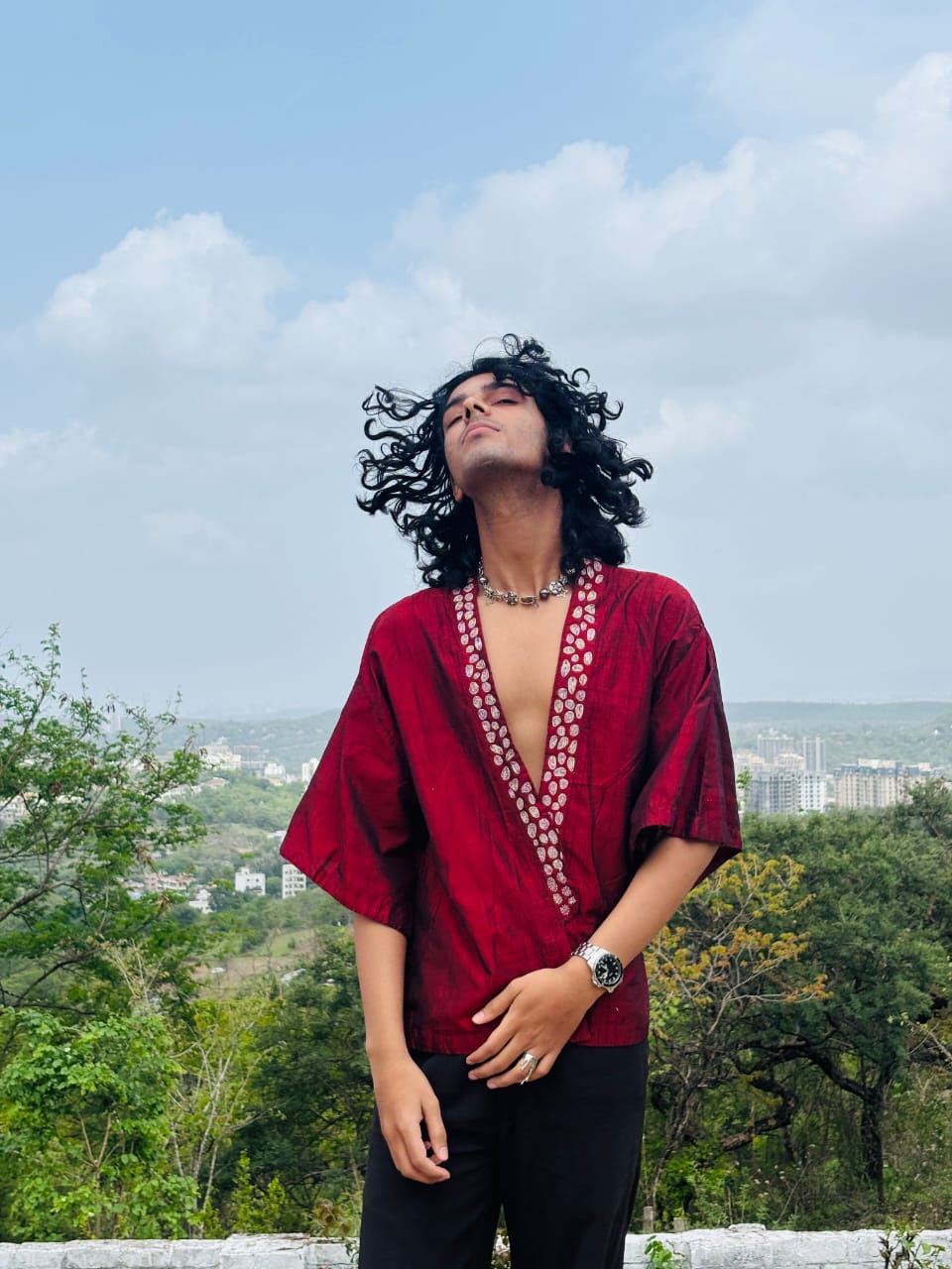 Wine Silk Kimono Shrug- Sujuni- Pankaja Sethi