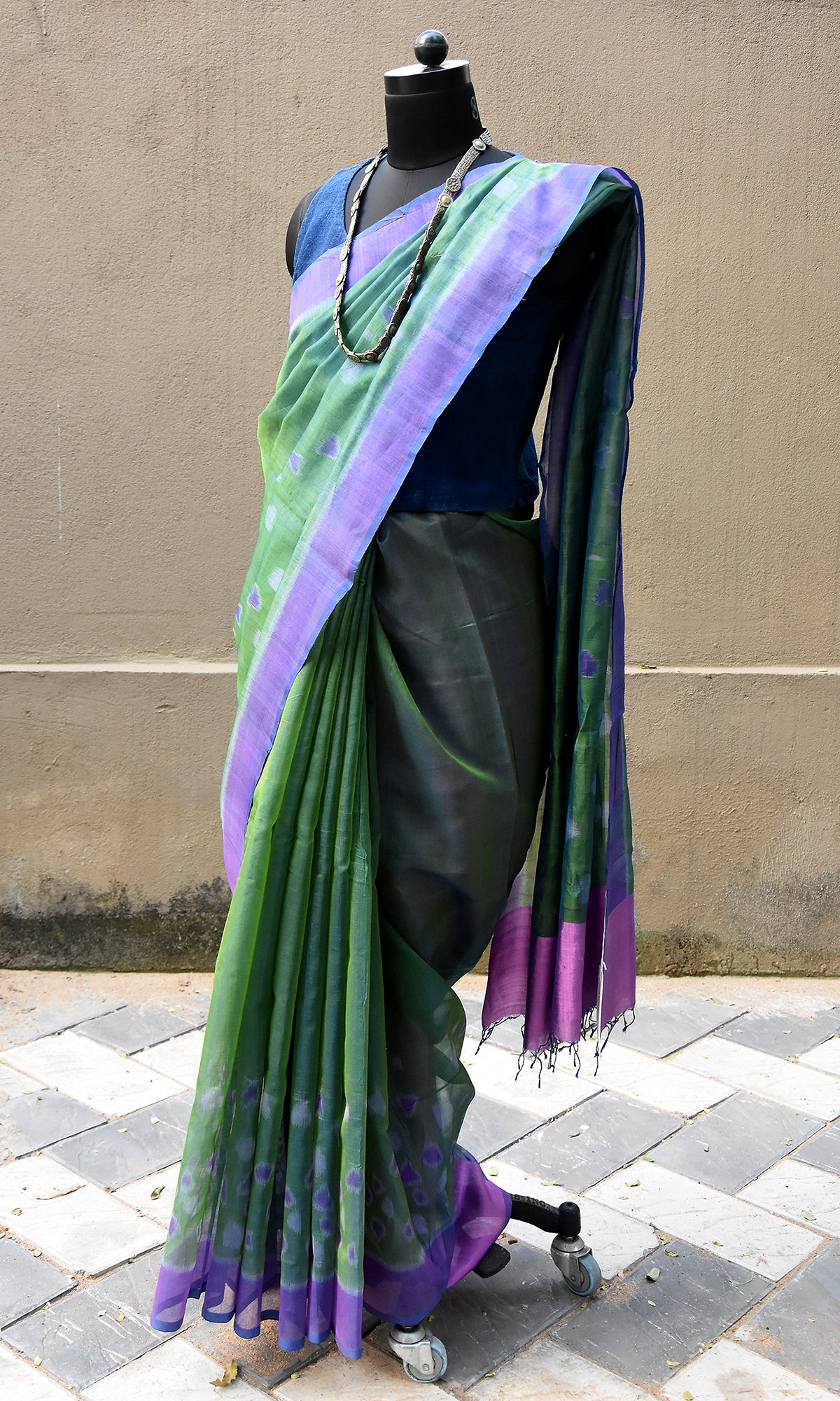 Green Organza silk ikat handloom Odisha saree – Impressions-Pankaja Sethi