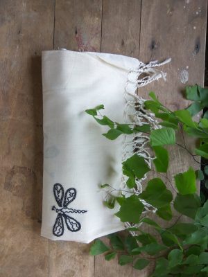 white organic cotton-hand embroidered stole 03-Pankaja Sethi