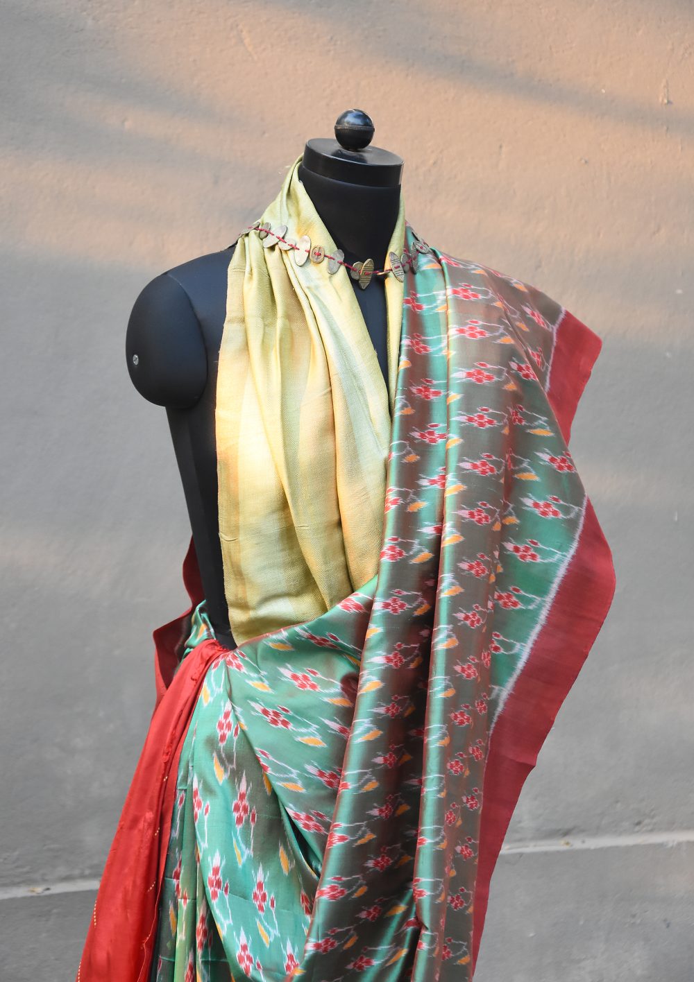 Green Silk ikat handloom Odisha saree –Palash Phool-Pankaja Sethi