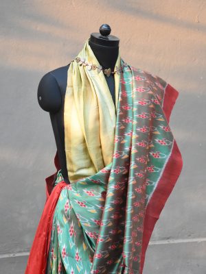 Green Silk ikat handloom Odisha saree –Palash Phool-Pankaja Sethi
