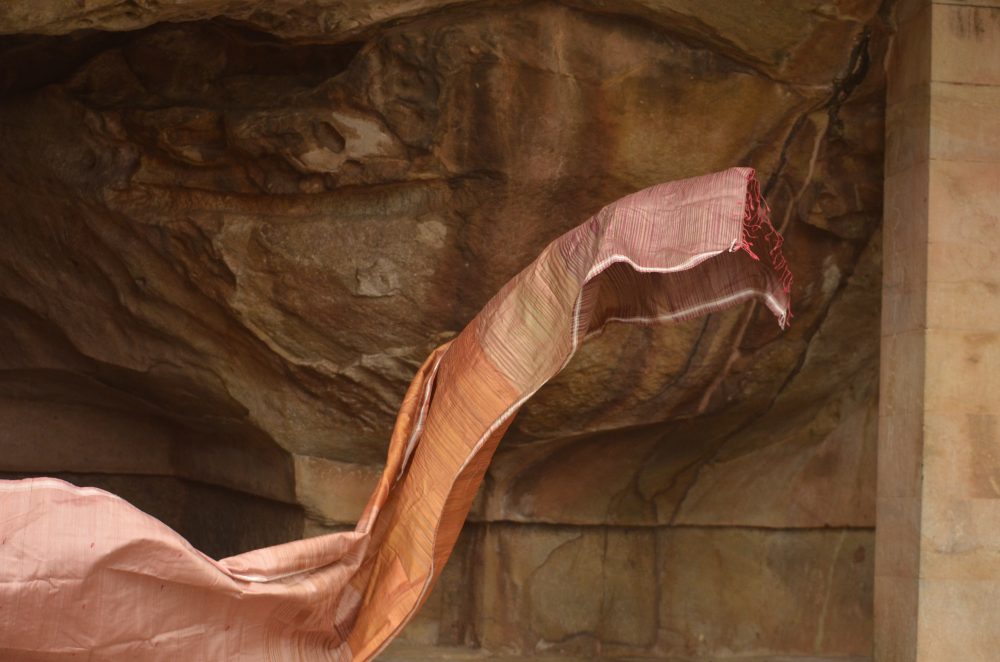 Peach Space dyed ikat handloom tussar Odisha saree – Gradient Hues -Pankaja Sethi