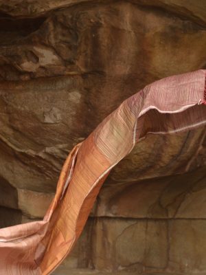 Peach Space dyed ikat handloom tussar Odisha saree – Gradient Hues -Pankaja Sethi