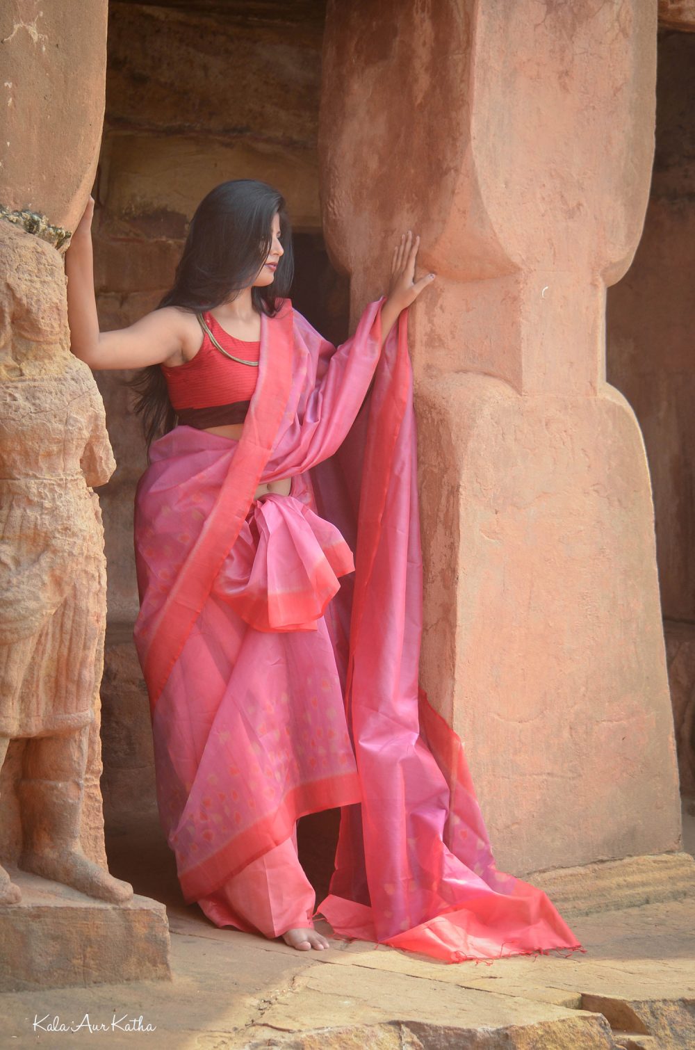 Rose Organza silk ikat handloom Odisha saree – Impressions-Pankaja Sethi
