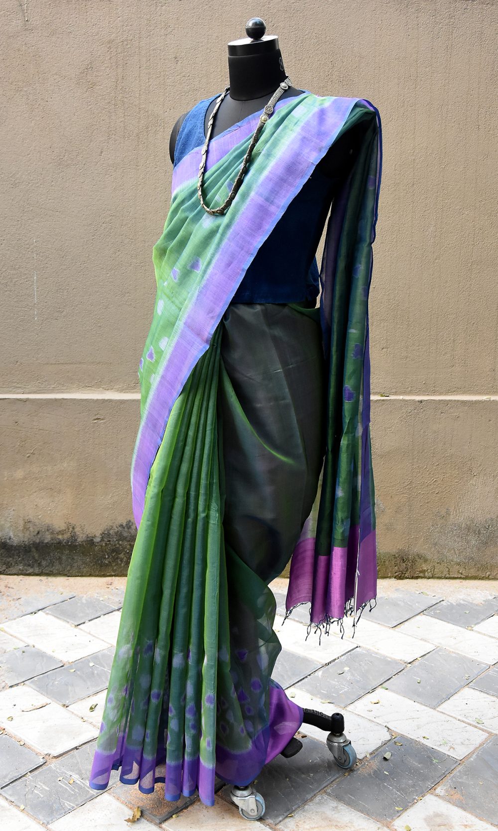 Green Organza silk ikat handloom Odisha saree – Impressions-Pankaja Sethi