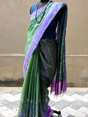 Green Organza silk ikat handloom Odisha saree – Impressions-Pankaja Sethi