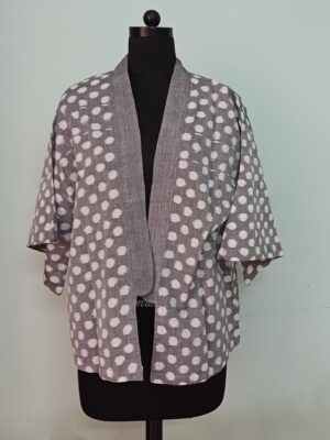 Grey Cotton Ikat Kimono shrug- Polka 01 -Pankaja Sethi