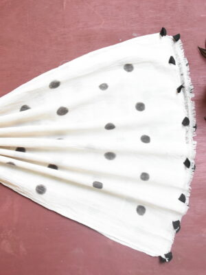 White organic cotton-hand painted stole 12