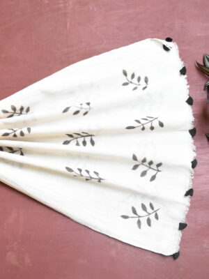 White organic cotton-hand painted -natural dye stole -11-Pankaja Sethi