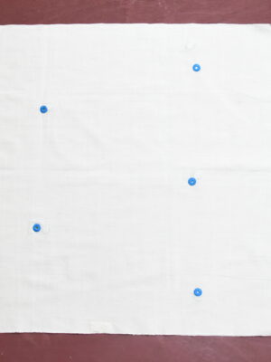 White organic cotton-hand embroidered Odisha miror-appliqué craft stole 10-Pankaja Sethi