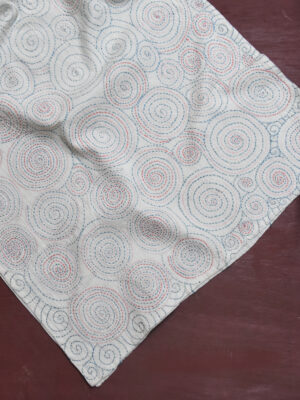 White organic cotton-hand embroidered stole 05-Pankaja Sethi